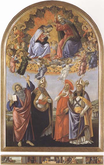 Coronation of the Virgin,with Sts john the Evangelist,Augustine,Jerome and Eligius or San Marco Altarpiece